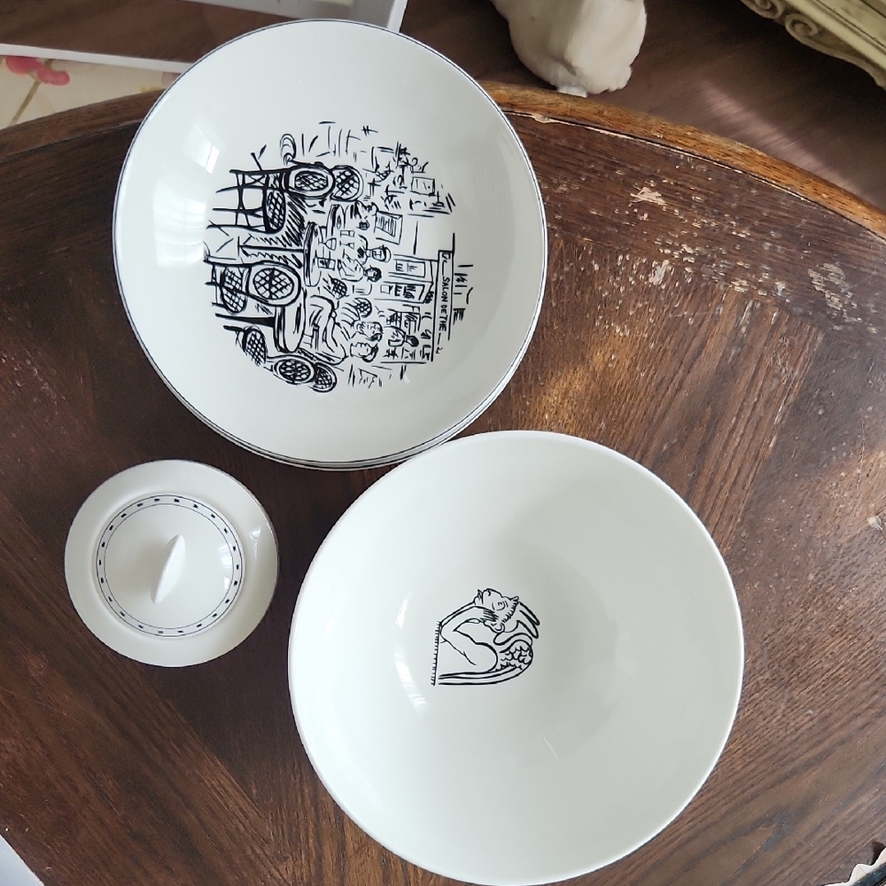 Elegant Black and White Ceramic Bowl Set